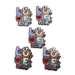 10 pc glitter RN Nurse glitter acrylic flat back charm for DIY badge reels lanya